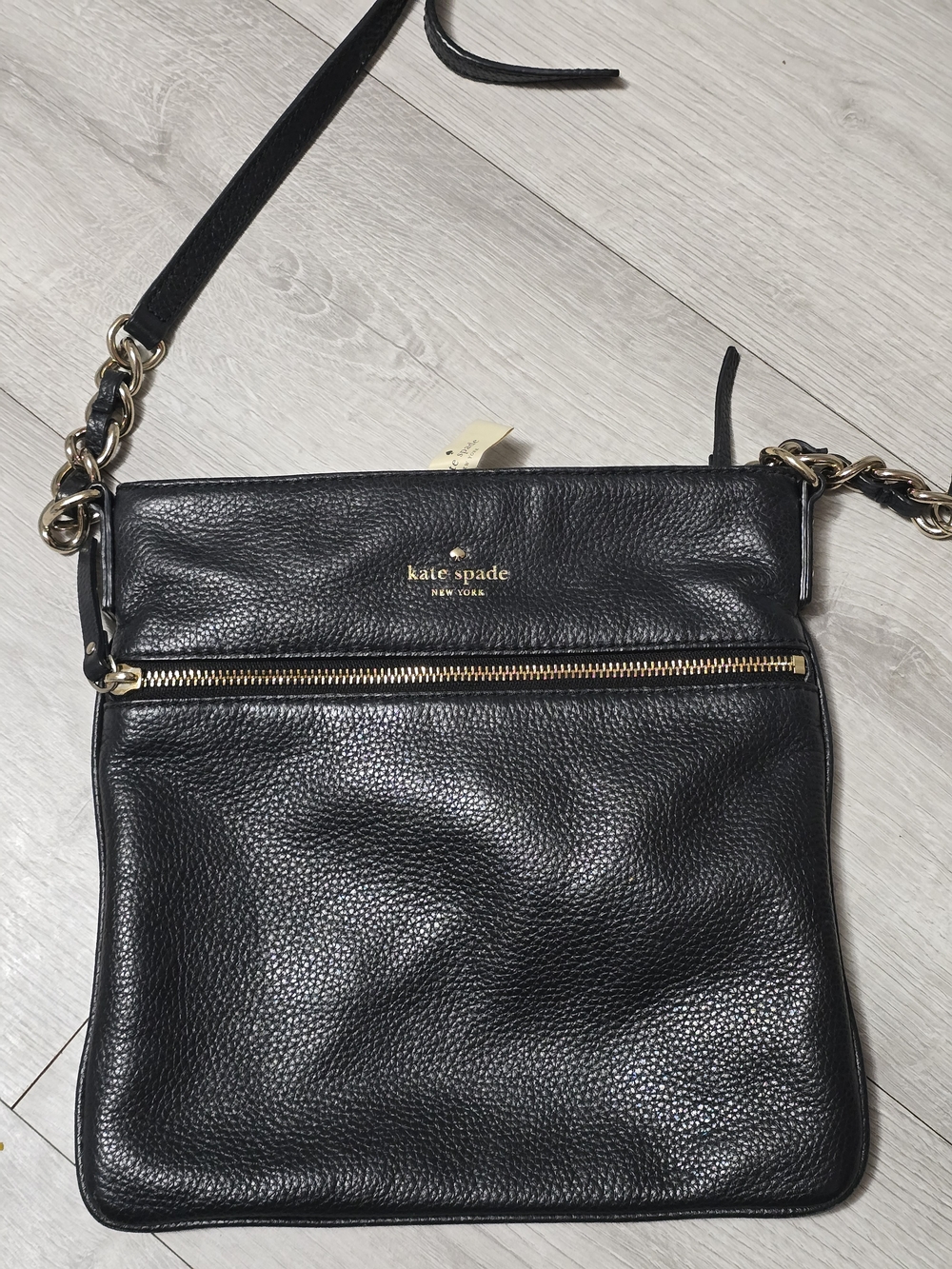 Kate Spade Black Pebbled Leather Crossbody Bag with Gold Hardware